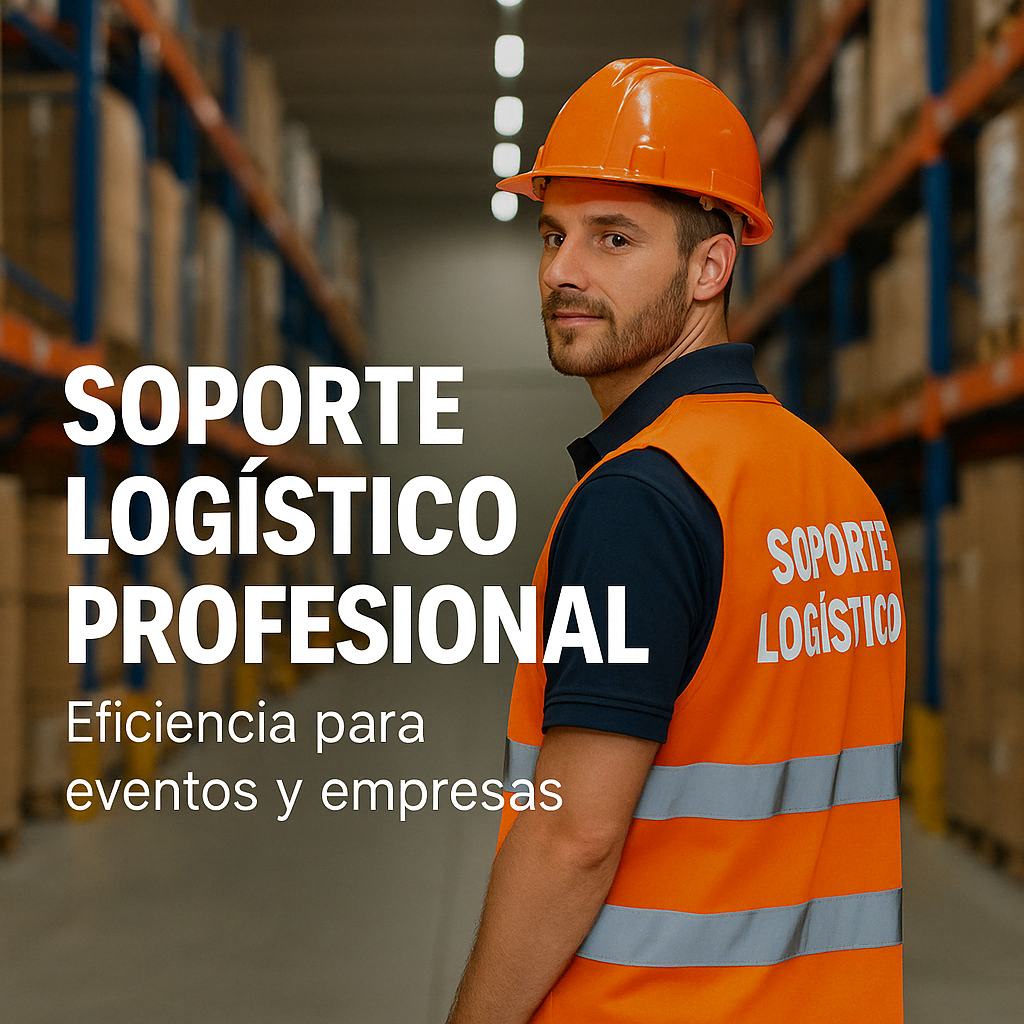 Operario con chaleco "Soporte Logístico" en almacén