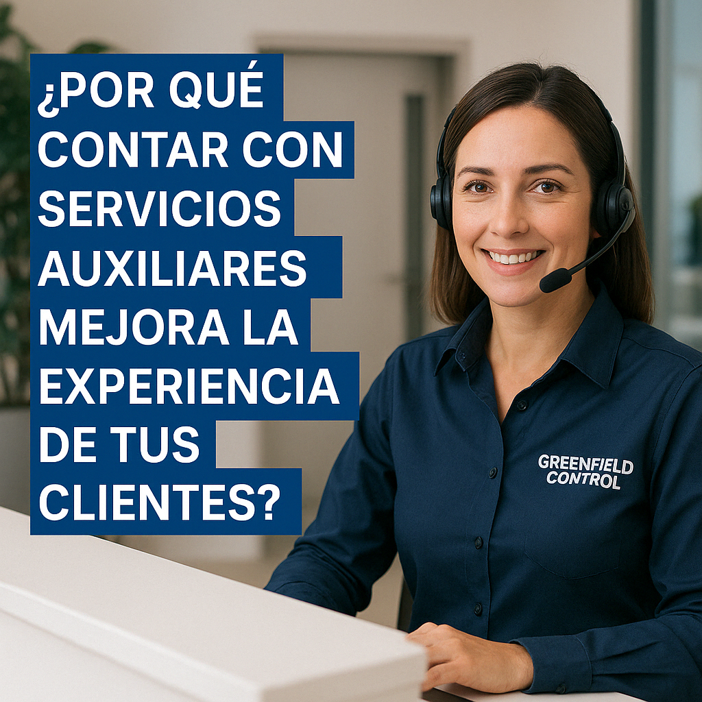 Mujer atendiendo en recepción con uniforme corporativo